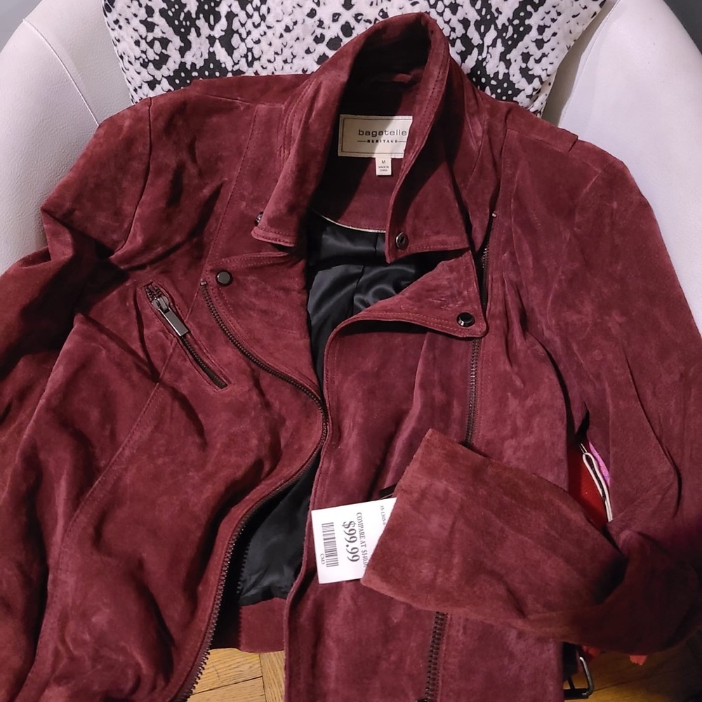 Bagatelle Deep Red Suede Jacket